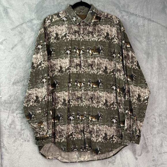 North River Button Down Shirt Mens‎ LT Long Sleeve Hunting Outdoor Deer Camo - Picture 1 of 13